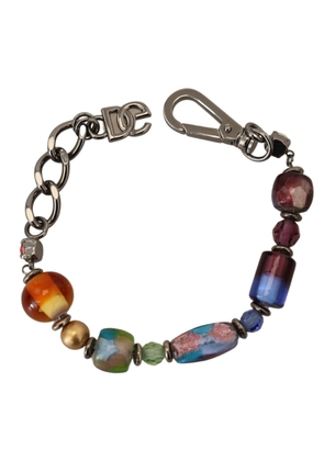Multicolor Beaded Silver Chain Bracelet
