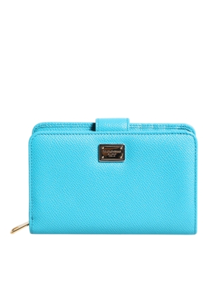 Light Blue Leather Bifold Continental Clutch Wallet