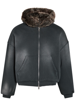Picante Reversible Hooded Faux fur Cotton Jacket - Black - L