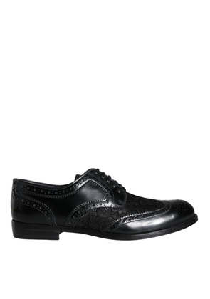 Black Leather Floral Lace Dress Formal Shoes - EU36/US5.5