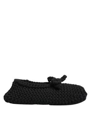 Black Wool Knit Slip On Ballerina Flats Shoes - EU38/US7.5