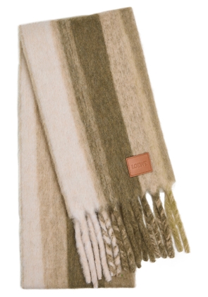 Loewe Striped Brushed Alpaca-blend Scarf - Green - One Size