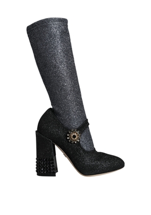 Black Crystal Mary Janes Booties Shoes - EU36/US5.5