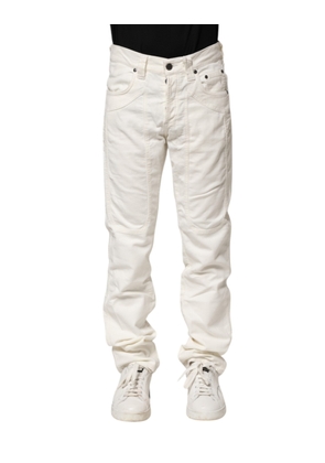 White Cotton Stretch Straight Fit Men Denim Jeans - W30