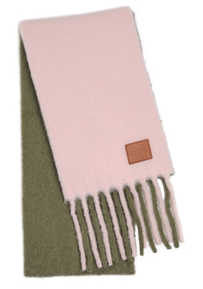 Loewe Colour-blocked Brushed Alpaca-blend Scarf - Green - One Size