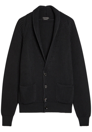 Tom Ford Shawl-lapel Ribbed Wool and Silk-blend Cardigan - Black - 46 (IT46 / S)