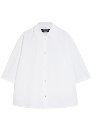 Jacquemus La Chemise Triangle Logo-embroidered Cotton-poplin Shirt - White - 46 (IT46 / S)