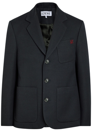 Loewe Logo-embroidered Wool Jacket - Navy - 48 (IT48 / M)