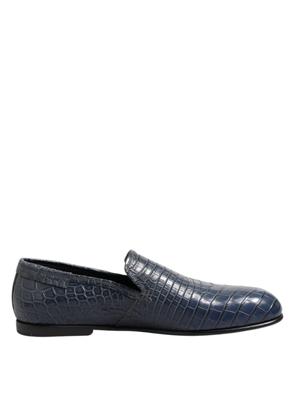 Blue Exotic Leather Slip On Loafers Men Dress Shoes - EU42/US9