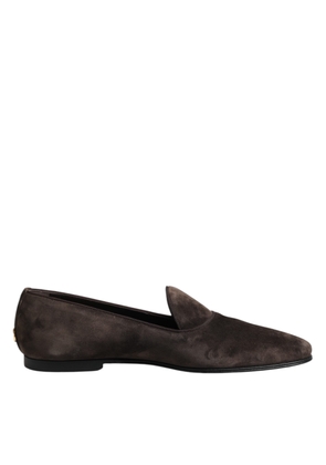 Brown Velvet Leather Slip On Loafers Shoes - EU40/US7