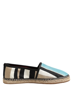 Multicolor Stripes Canvas Flat Espadrille Shoes - EU41/US8