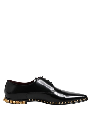 Black Leather Studded Derby Men Dress Shoes - EU44/US11