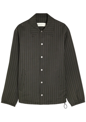 Dries Van Noten Vorries Pinstriped Woven Overshirt - Dark Green - S