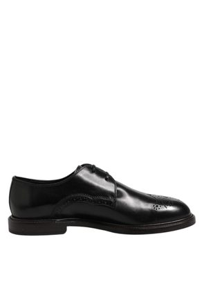 Black Leather Derby Wingtip Formal Shoes - EU41/US8