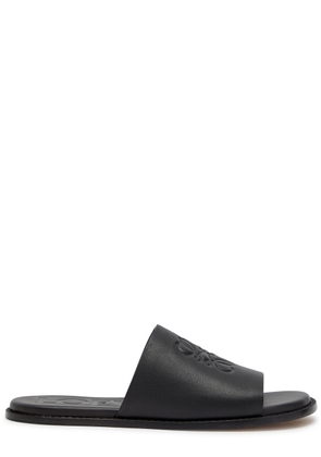 Loewe Flex Anagram Leather Sliders - Black - 44 (IT44 / UK10)