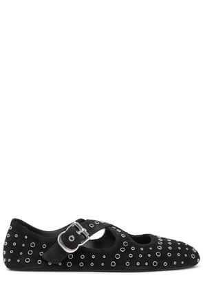 Alaïa Cross-over Suede Flats - Black - 37 (IT37 / UK4)