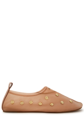 Chloe Rita Stud-embellished Mesh Ballet Flats - Nude - 39 (IT39 / UK6)