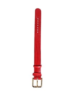 Red Exotic Leather Gold Tone Metal Buckle Women Armband