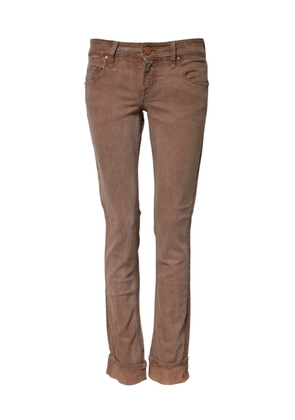 Brown Cotton Slim Fit Denim Low Waist Jeans - W26