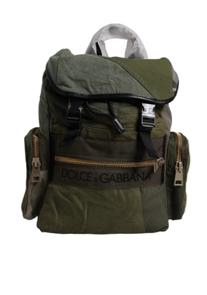 Military Green Patchwork Travel Backpack Bag