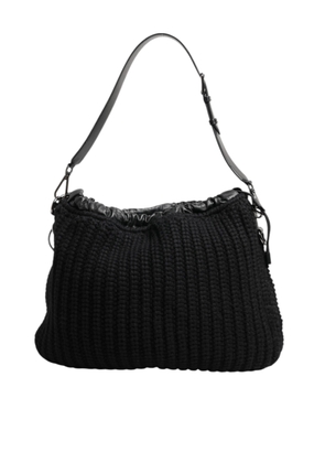 Black Cashmere Knitted Leather Shoulder Women Borse Bag