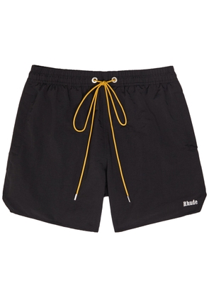 Rhude Classic Logo-embroidered Nylon Swim Shorts - Black And White - L