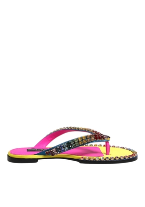 Multicolor Rhinestone Flip Flop Flat Sandals Shoes - EU42/US11.5
