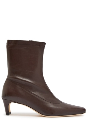 Staud Wally Leather Ankle Boots - Brown - 37 (IT37/ UK4)