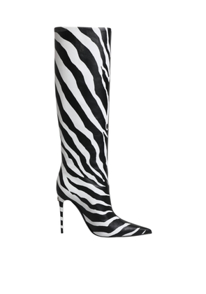 Black White Zebra Heels High Boots Shoes - EU35/US4.5