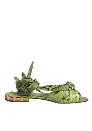 Green Animal Print Ankle Wrap Sandals Shoes - EU39.5/US9