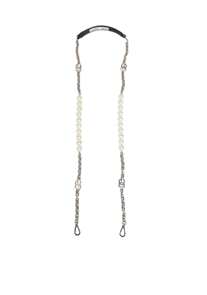 Dolce & Gabbana Black Leather Pearl Chain Bag Accessory Shoulder Strap