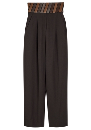 Alaïa Panelled Belted Wool Trousers - Dark Brown - 40 (UK12 / M)