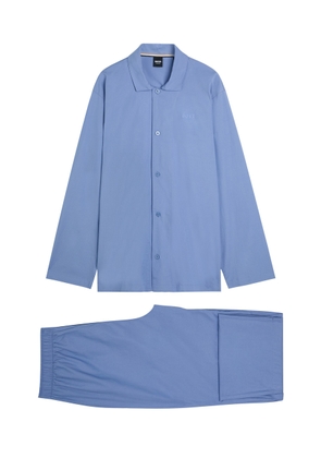 Boss Chris Logo-embroidered Woven Pyjama set - Blue - S