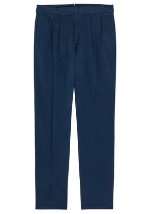 Polo Ralph Lauren Pleated Tapered-leg Stretch-cotton Trousers - Navy - 34 (W34 / L)