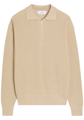 Lardini Ribbed Knit Cotton Polo Shirt - Beige - S