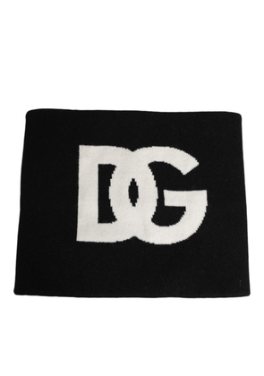 Dolce & Gabbana Black D&G Logo Cashmere Knitted Men One Size Scarf
