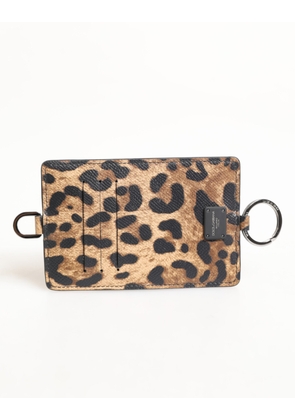 Leopard Print Leather Embossed Lanyard Card Holder Wallet