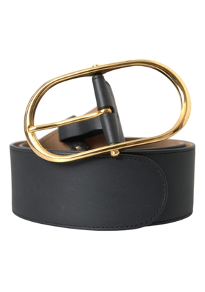 Dolce & Gabbana Black Leather Classic Metal Oval Buckle Belt - 85 cm / 34 Inches