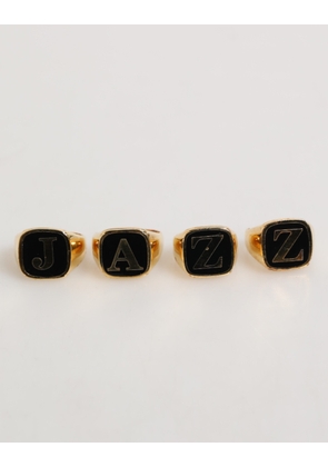 Gold Tone Brass JAZZ Letter Set 4 Pieces Adjustable Ring
