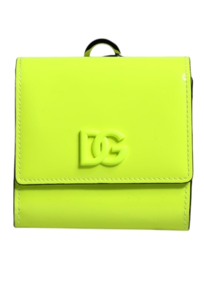 Yellow Green Bifold DG Logo Neck Strap Cardholder Wallet
