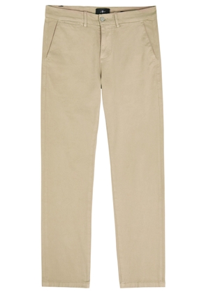 7 For All Mankind Slimmy Tapered-leg Cotton-blend Chino Trousers - Sand - 32 (W32 / M)