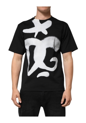 Black Cotton DG Logo Graffiti Short Sleeve T-shirt - XS