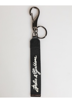 Black White Polyester DG Logo Silver Men Keychain Keyring