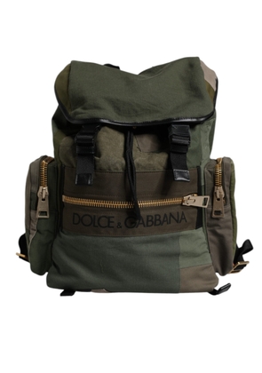 Military Green Patchwork School Backpack Bag