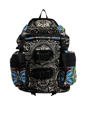 Multicolor Maiolica Print Nylon Backpack Bag