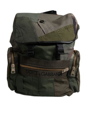 Military Green Patchwork Travel Backpack Bag