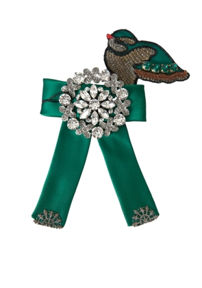 Green Satin Bird Crystal Women Hair Clip