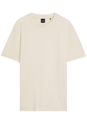 Boss Crew-neck Fine-knit Cotton T-shirt - Beige - XL