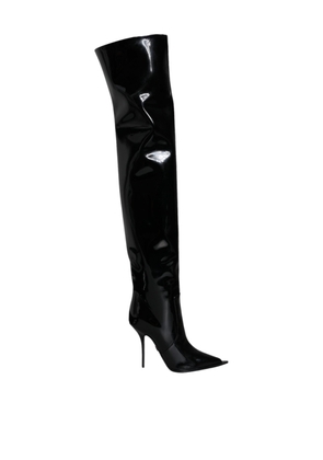 Black Patent Leather Knee High Boots Shoes - EU37/US7