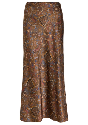 Veronica Beard Clover Paisley-print Silk-blend Midi Skirt - Brown - 4 (UK8 / S)